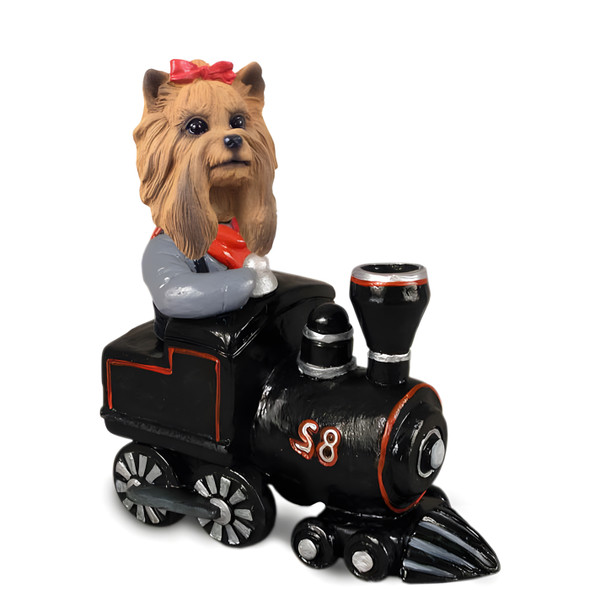Dog Lover Hand-painted Figurine - Yorkshire Terrier Train Doogie Collectible From Conversation Concepts