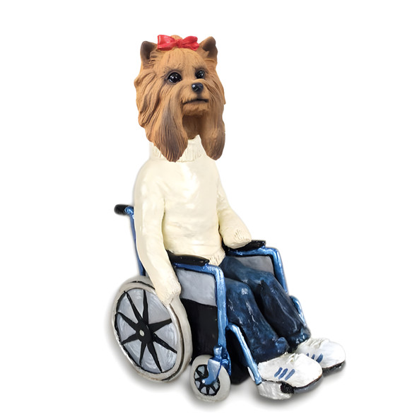 Dog Lover Hand-painted Figurine - Yorkshire Terrier Wheelchair Doogie Collectible From Conversation Concepts