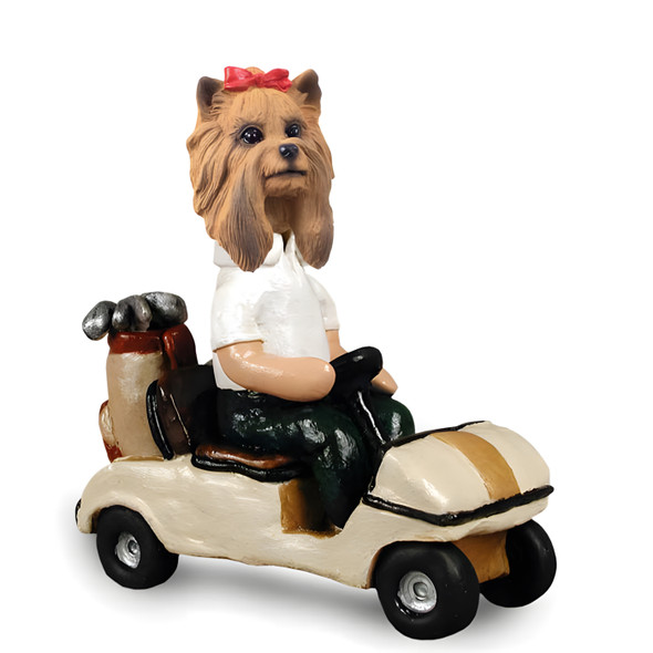 Dog Lover Hand-painted Figurine - Yorkshire Terrier Golf Cart Doogie Collectible From Conversation Concepts