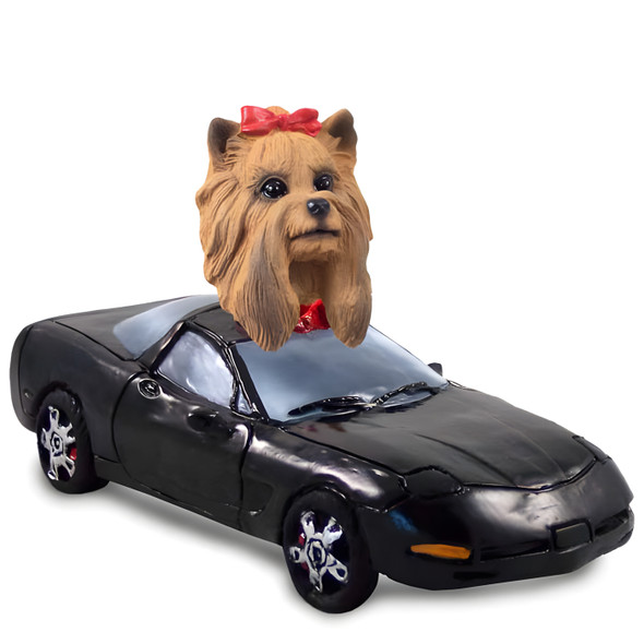Dog Lover Hand-painted Figurine - Yorkshire Terrier Sports Car Doogie Collectible From Conversation Concepts
