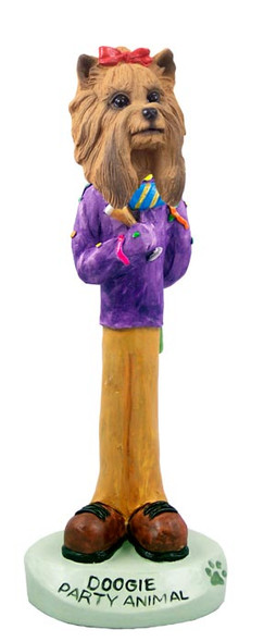 Dog Lover Hand-painted Figurine - Yorkshire Terrier Party Animal Doogie Collectible From Conversation Concepts
