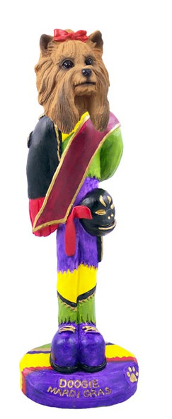 Dog Lover Hand-painted Figurine - Yorkshire Terrier Mardi Gras Doogie Collectible From Conversation Concepts
