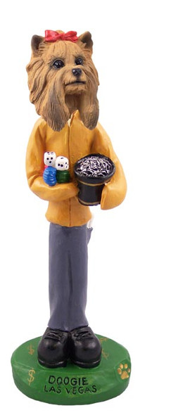 Dog Lover Hand-painted Figurine - Yorkshire Terrier Las Vegas Doogie Collectible From Conversation Concepts