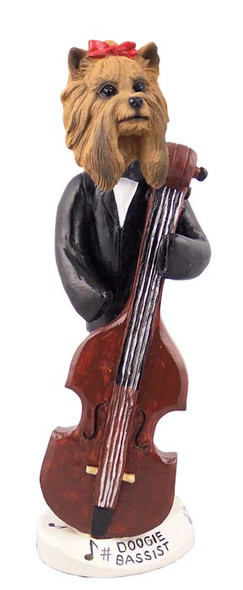Dog Lover Hand-painted Figurine - Yorkshire Terrier Bassist Doogie Collectible From Conversation Concepts