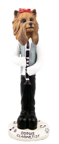 Dog Lover Hand-painted Figurine - Yorkshire Terrier Clarinetist Doogie Collectible From Conversation Concepts