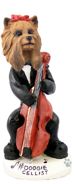 Dog Lover Hand-painted Figurine - Yorkshire Terrier Cellist Doogie Collectible From Conversation Concepts