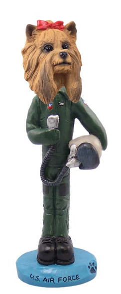 Dog Lover Hand-painted Figurine - Yorkshire Terrier U.s. Air Force Doogie Collectible From Conversation Concepts