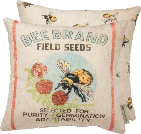 Bee Brand Field Seeds Decorative Cotton Throw Pillow 12x12 from Primitives by Kathy