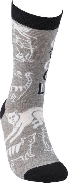 One Cat Away From Being A Crazy Cat Lady Colorfully Printed Cotton Socks from Primitives by Kathy