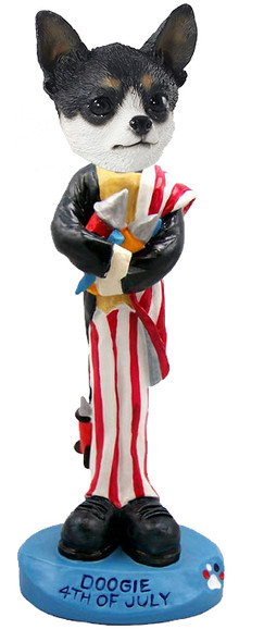 Dog Lover Hand-painted Figurine - Chihuahua Black & White 4th Of July Doogie Collectible From Conversation Concepts