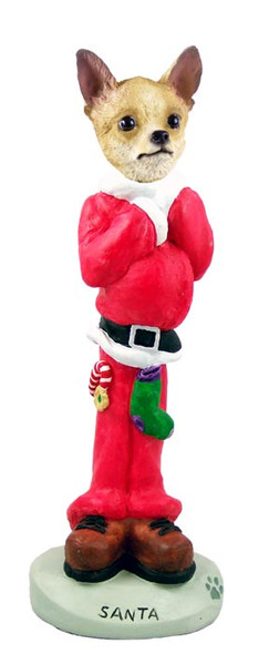 Dog Lover Hand-painted Figurine - Chihuahua Tan/white Santa Doogie Collectible From Conversation Concepts