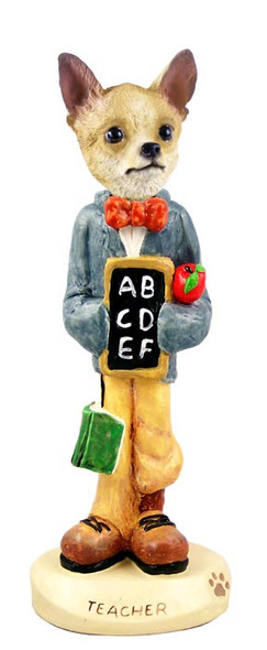 Dog Lover Hand-painted Figurine - Chihuahua Tan/white Teacher Doogie Collectible From Conversation Concepts