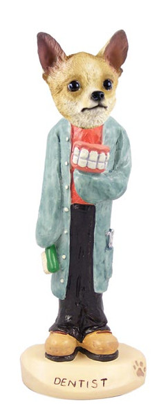Dog Lover Hand-painted Figurine - Chihuahua Tan/white Dentist Doogie Collectible From Conversation Concepts