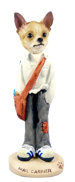 Dog Lover Hand-painted Figurine - Chihuahua Tan/white Mail Carrier Doogie Collectible From Conversation Concepts