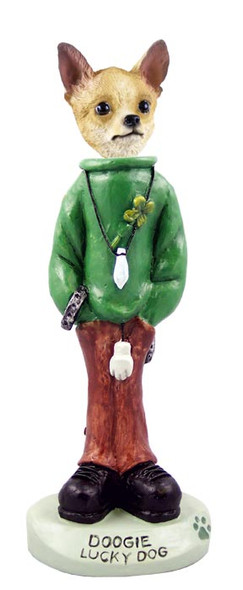 Dog Lover Hand-painted Figurine - Chihuahua Tan/white Lucky Dog Doogie Collectible From Conversation Concepts