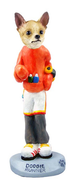Dog Lover Hand-painted Figurine - Chihuahua Tan/white Runner Doogie Collectible From Conversation Concepts