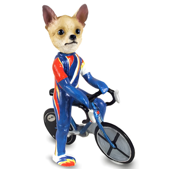 Dog Lover Hand-painted Figurine - Chihuahua Tan/white Bicycle Doogie Collectible From Conversation Concepts