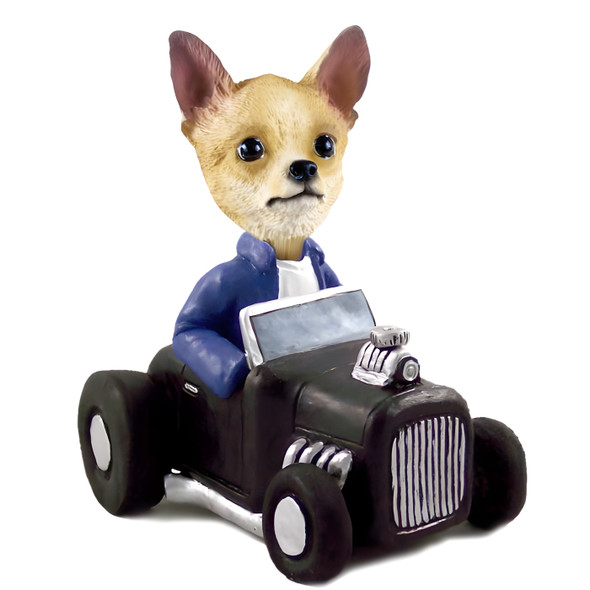 Dog Lover Hand-painted Figurine - Chihuahua Tan/white Hot Rod Doogie Collectible From Conversation Concepts