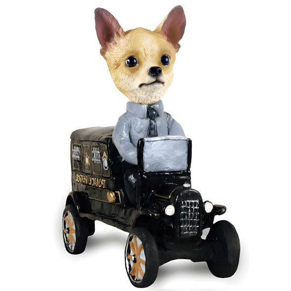 Dog Lover Hand-painted Figurine - Chihuahua Tan/white Paddy Wagon Doogie Collectible From Conversation Concepts