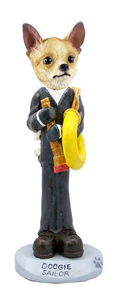 Dog Lover Hand-painted Figurine - Chihuahua Tan/white Sailor Doogie Collectible From Conversation Concepts
