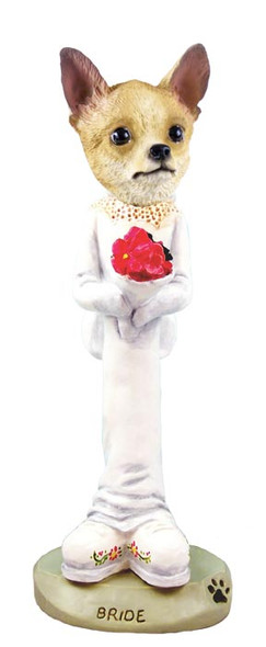 Dog Lover Hand-painted Figurine - Chihuahua Tan/white Bride Doogie Collectible From Conversation Concepts