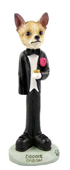 Dog Lover Hand-painted Figurine - Chihuahua Tan/white Groom Doogie Collectible From Conversation Concepts