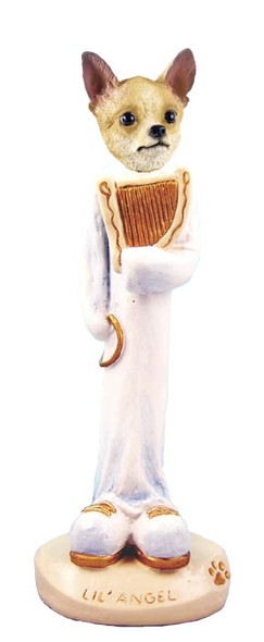 Dog Lover Hand-painted Figurine - Chihuahua Tan/white Lil' Angel Doogie Collectible From Conversation Concepts