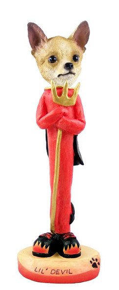 Dog Lover Hand-painted Figurine - Chihuahua Tan/white Lil' Devil Doogie Collectible From Conversation Concepts