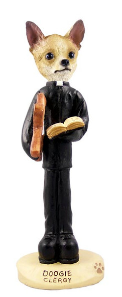 Dog Lover Hand-painted Figurine - Chihuahua Tan/white Clergy Doogie Collectible From Conversation Concepts