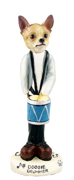 Dog Lover Hand-painted Figurine - Chihuahua Tan/white Drummer Doogie Collectible From Conversation Concepts