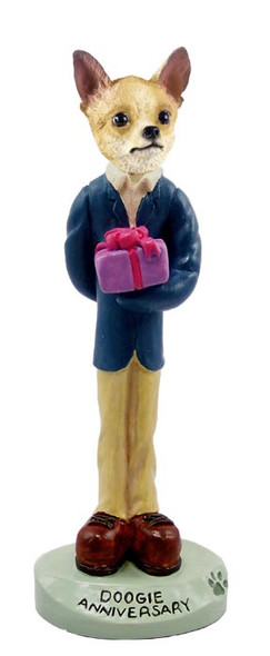 Dog Lover Hand-painted Figurine - Chihuahua Tan/white Anniversary Doogie Collectible From Conversation Concepts