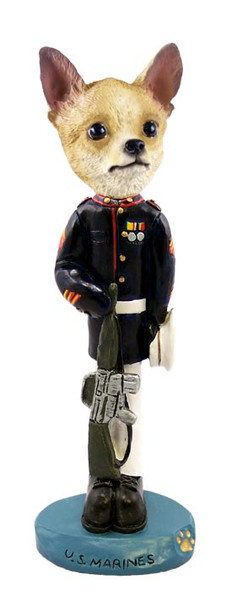 Dog Lover Hand-painted Figurine - Chihuahua Tan/white U.s. Marines Doogie Collectible From Conversation Concepts