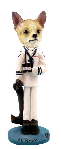 Dog Lover Hand-painted Figurine - Chihuahua Tan/white U.s. Navy Doogie Collectible From Conversation Concepts