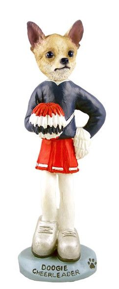 Dog Lover Hand-painted Figurine - Chihuahua Tan/white Cheerleader Female Doogie Collectible From Conversation Concepts