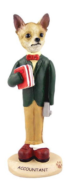 Dog Lover Hand-painted Figurine - Chihuahua Tan/white Accountant (male) Doogie Collectible From Conversation Concepts