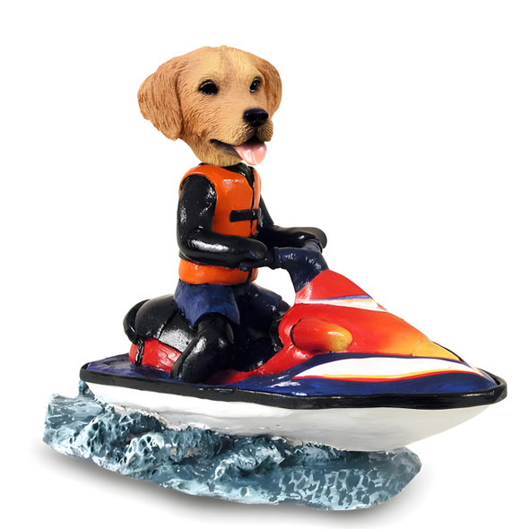 Dog Lover Hand-painted Figurine - Golden Retriever Jet Ski Doogie Collectible From Conversation Concepts