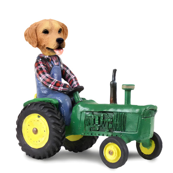 Dog Lover Hand-painted Figurine - Golden Retriever Tractor Doogie Collectible From Conversation Concepts