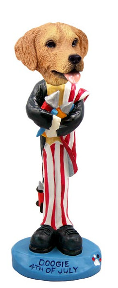 Dog Lover Hand-painted Figurine - Golden Retriever 4th Of July Doogie Collectible From Conversation Concepts