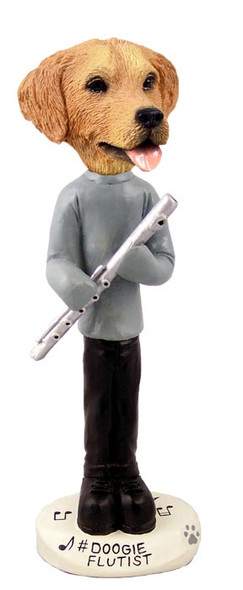 Dog Lover Hand-painted Figurine - Golden Retriever Flutist Doogie Collectible From Conversation Concepts