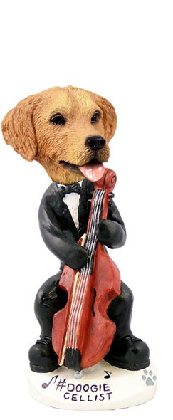 Dog Lover Hand-painted Figurine - Golden Retriever Cellist Doogie Collectible From Conversation Concepts