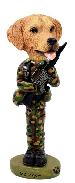 Dog Lover Hand-painted Figurine - Golden Retriever U.s. Army Doogie Collectible From Conversation Concepts