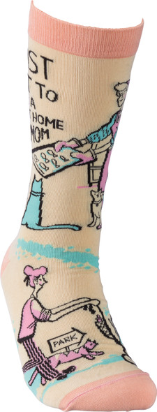 I Just Want To Be A Stay At Home Cat Mom Colorfully Printed Cotton Socks from Primitives by Kathy