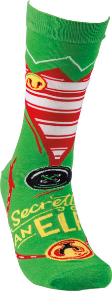 Secretly An Elf Colorfully Printed Cotton Socks from Primitives by Kathy