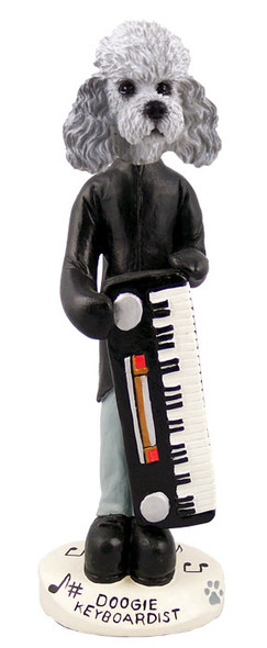 Dog Lover Hand-painted Figurine - Poodle Gray W/sport Cut Keyboardist Doogie Collectible From Conversation Concepts