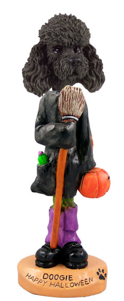 Dog Lover Hand-painted Figurine - Poodle Black W/sport Cut Happy Halloween Doogie Collectible From Conversation Concepts