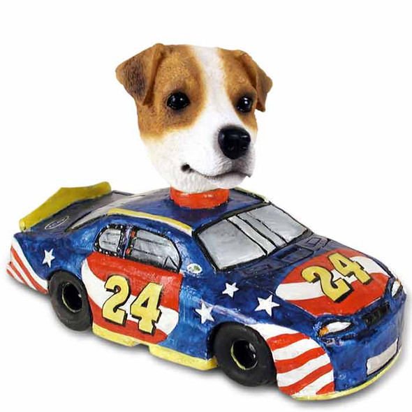 Dog Lover Hand-painted Figurine - Jack Russell Terrier Race Car Doogie Collectible From Conversation Concepts