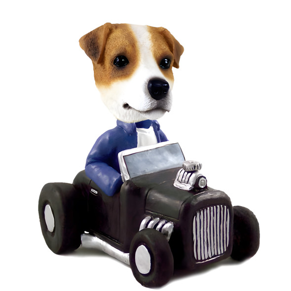 Dog Lover Hand-painted Figurine - Jack Russell Terrier Hot Rod Doogie Collectible From Conversation Concepts