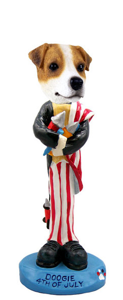 Dog Lover Hand-painted Figurine - Jack Russell Terrier 4th Of July Doogie Collectible From Conversation Concepts