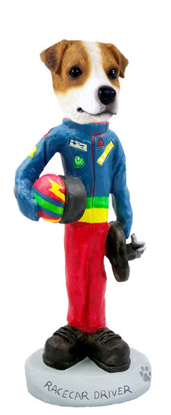 Dog Lover Hand-painted Figurine - Jack Russell Terrier Racecar Driver Doogie Collectible From Conversation Concepts
