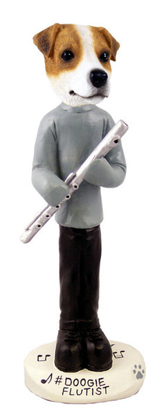 Dog Lover Hand-painted Figurine - Jack Russell Terrier Flutist Doogie Collectible From Conversation Concepts